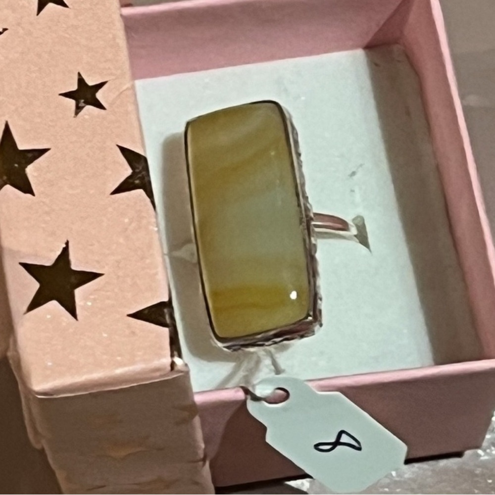 Huge sterling silver Botswana agate ring size 8 NWT